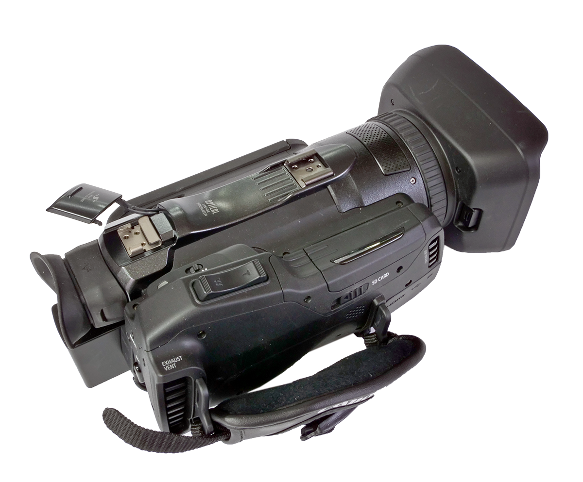 Videokamera Canon Legria GX10 v detailu shora