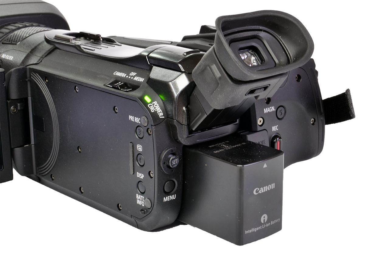 Videokamera Canon Legria GX10 v zadním detailu