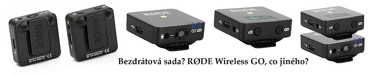 Názorná sestava RODE Wireless GO a doplňků...