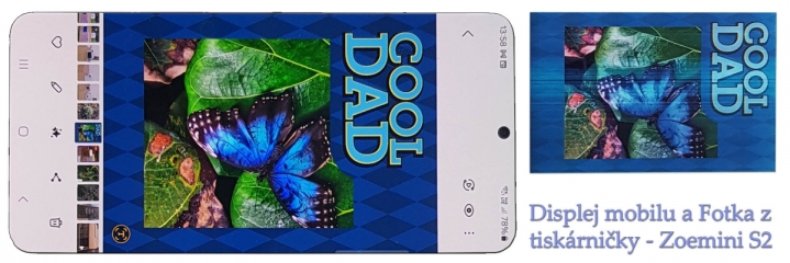 Porovnání snímku na displeji mobilu a vytištěné fotky