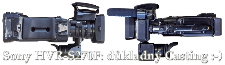 Videokamera Sony HVR-S270F: tělo zespodu a shora...