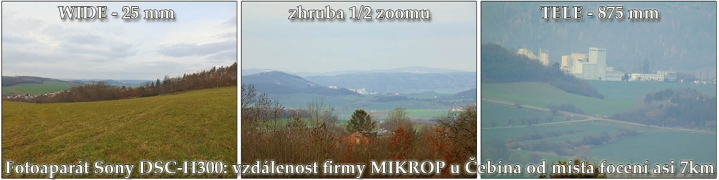 Vzdálenost od objektu pro SUPER-zoomovou fotografii Vzdálenost od objektu pro SUPER-zoomovou fotografii