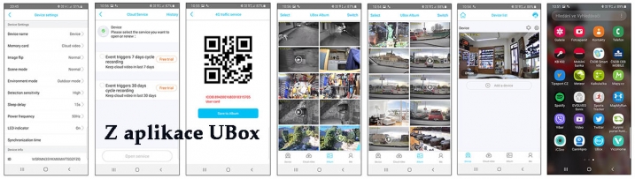 Obrazovky z aplikace UBox pro kamery INNOTRONIK...