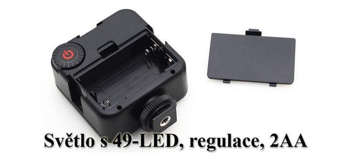 Světlo se 49-LED v pohledu zezadu, zásobník baterií Světlo se 49-LED v pohledu zezadu, zásobník baterií