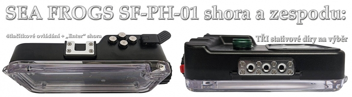 Názorbné detaily pouzdra SEA FROGS ze spodu i shora