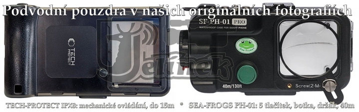Podvodní pouzdra TECH-PROTECT a SEA-FROGS u sebe