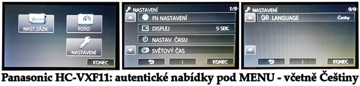 Trojice z nabídek VXF11 vedoucí k volbě Češtiny...